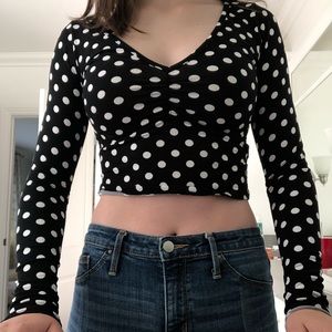polka dot vneck crop top
